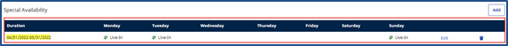 Special Availability Set